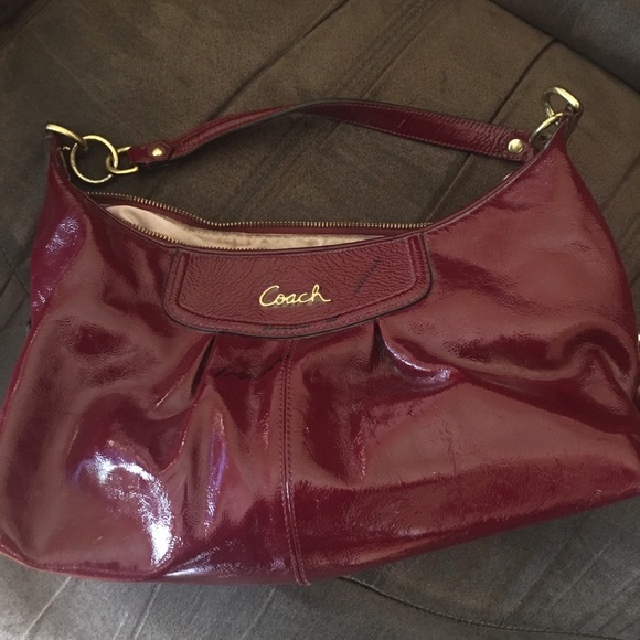 Coach Crimson Patent Leather Ashley Hobo - Picture 1 of 2